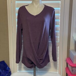 Elegant Purple V-Neck Long Sleeve Top